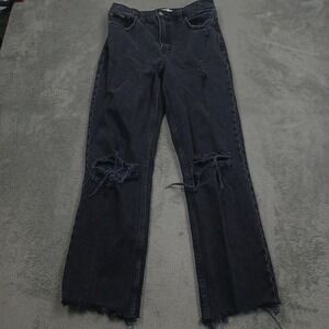 Abercrombie Fitch Jeans Womens‎ 28 Black Denim High Rise Straight Distressed